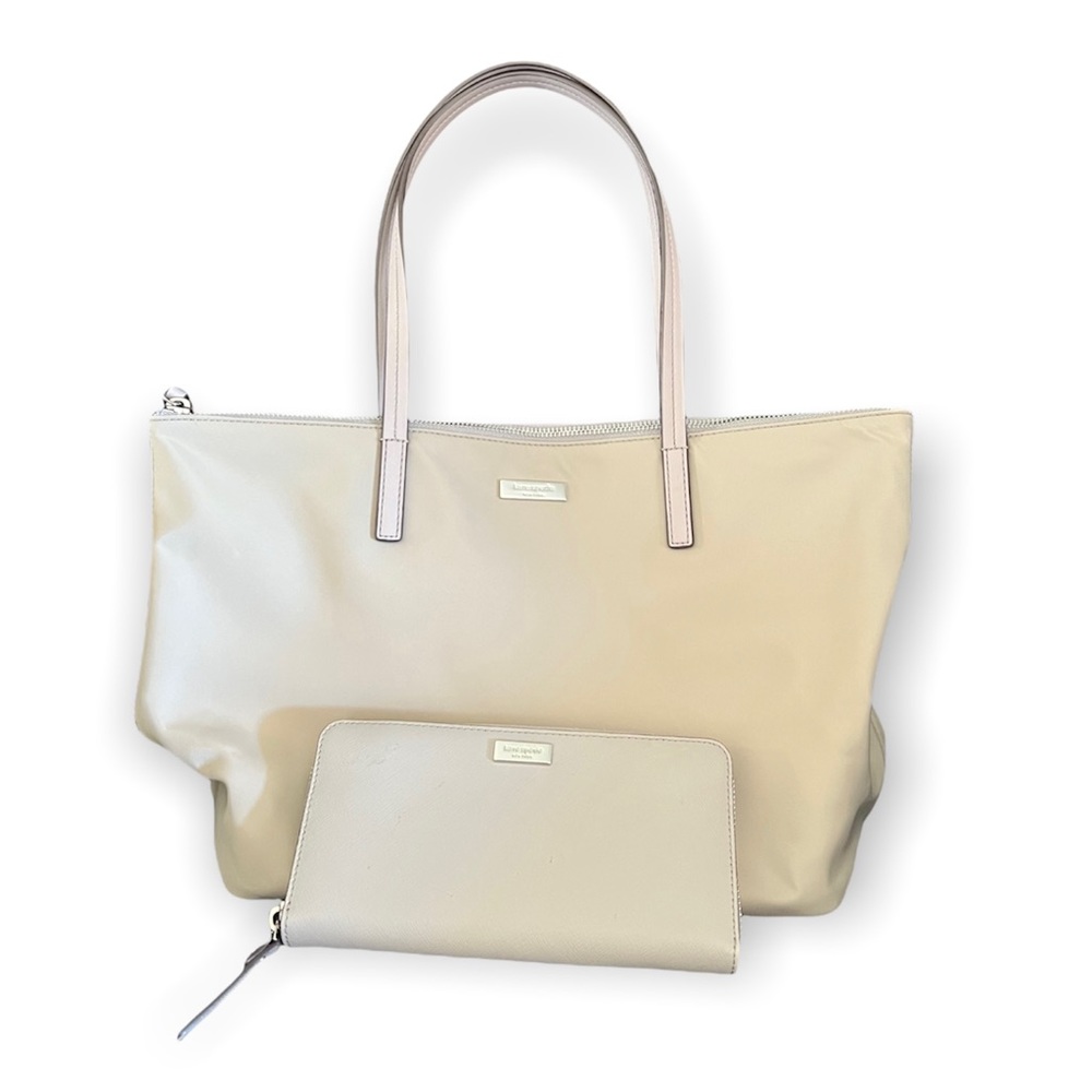 Kate spade gray tote and wallet